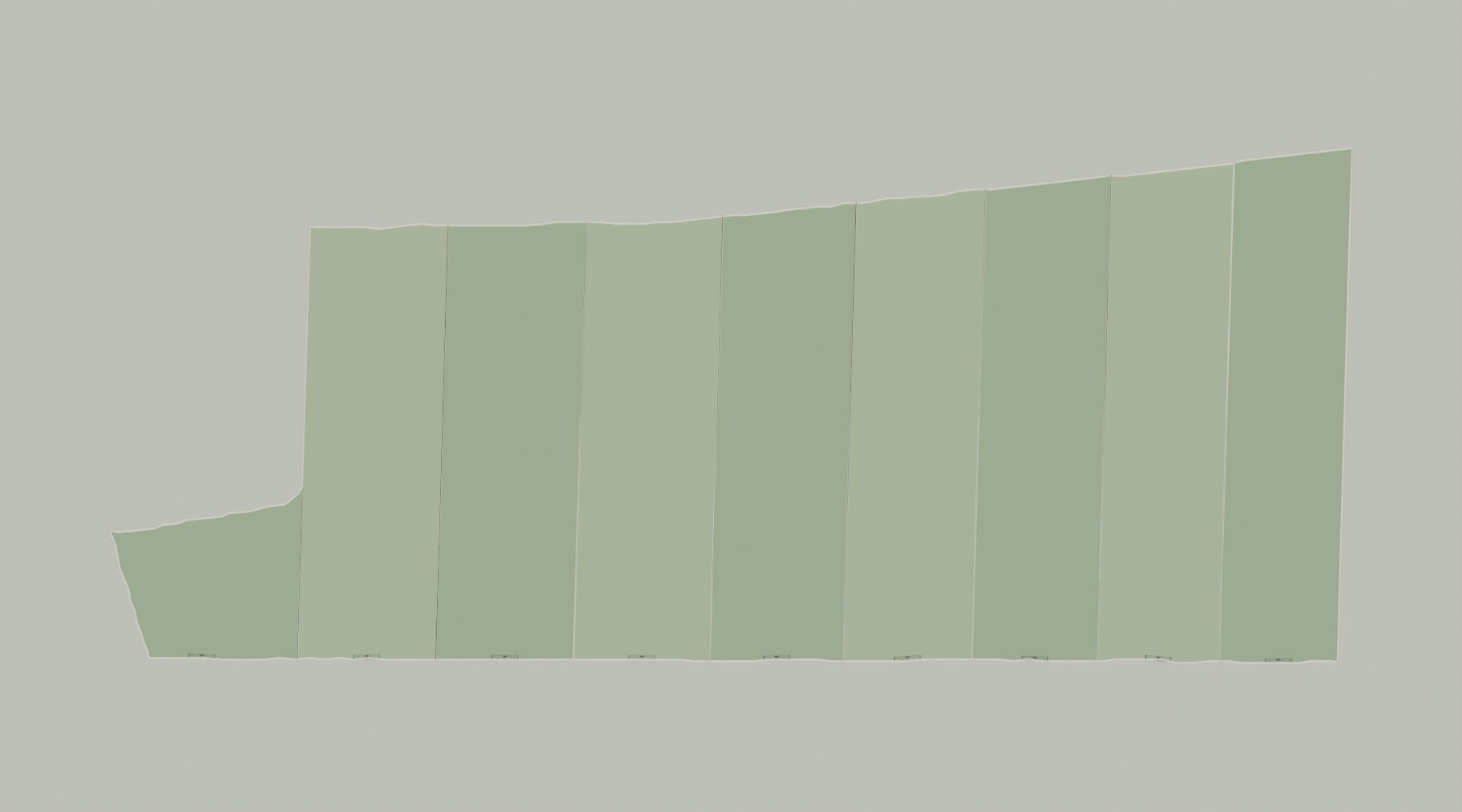 Aerial model of the nine commercial letting plots, with their boundaries and modelled gates
