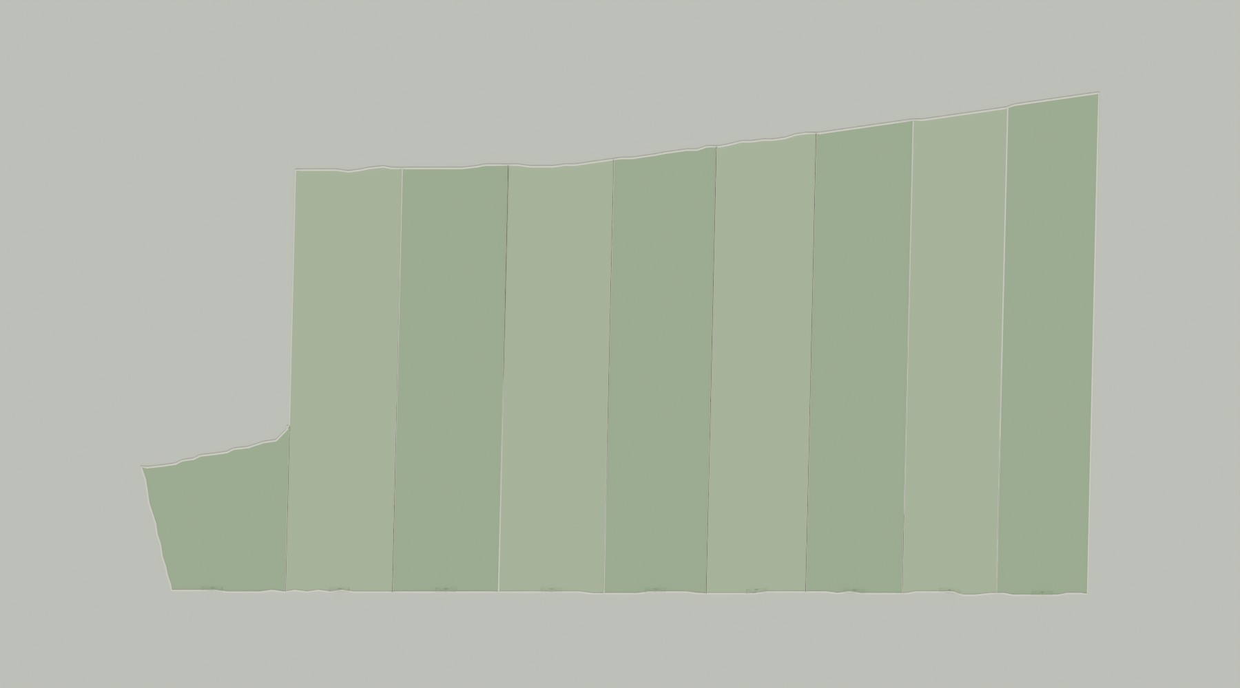 Top-down model showing the shapes and arrangement of all nine business plots