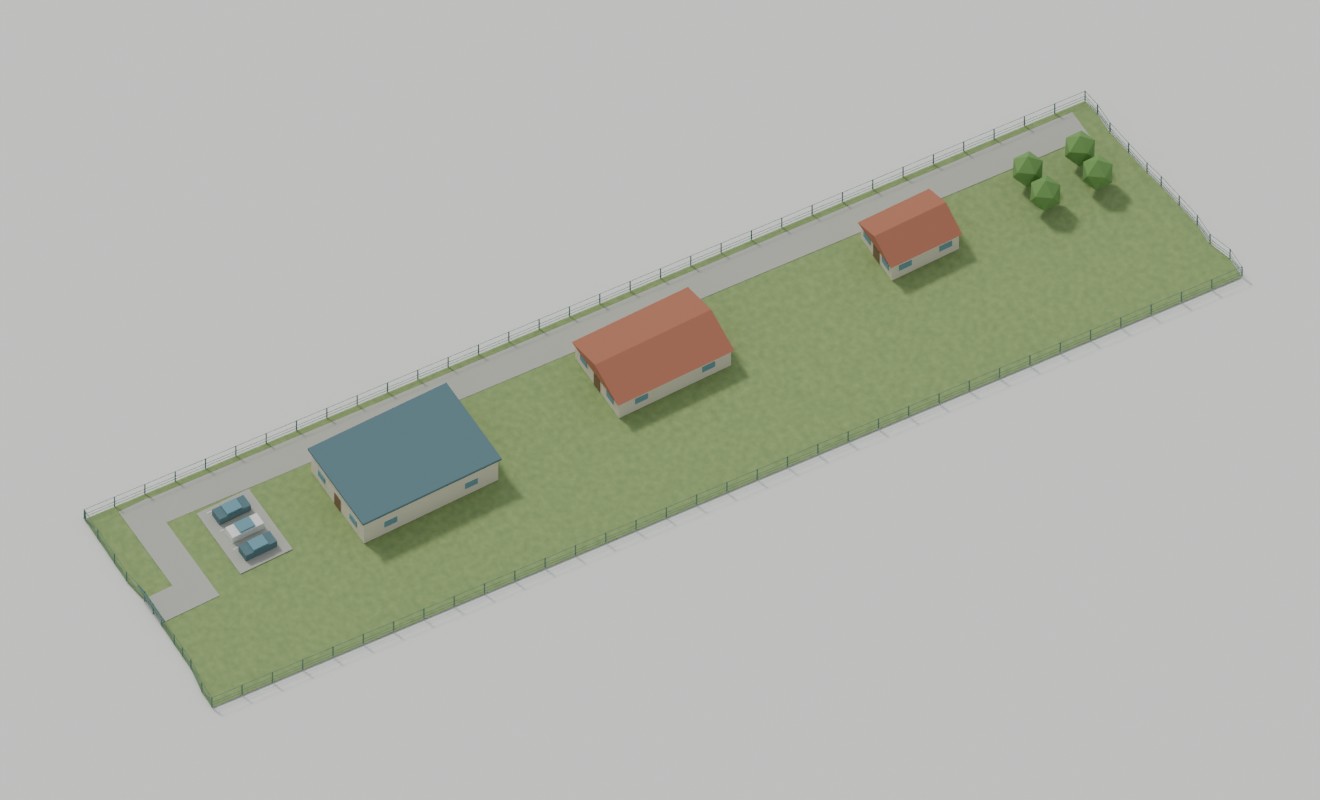 Plot 5: Workspaces & rest concept using the model’s actual 134 metre depth and traced boundary